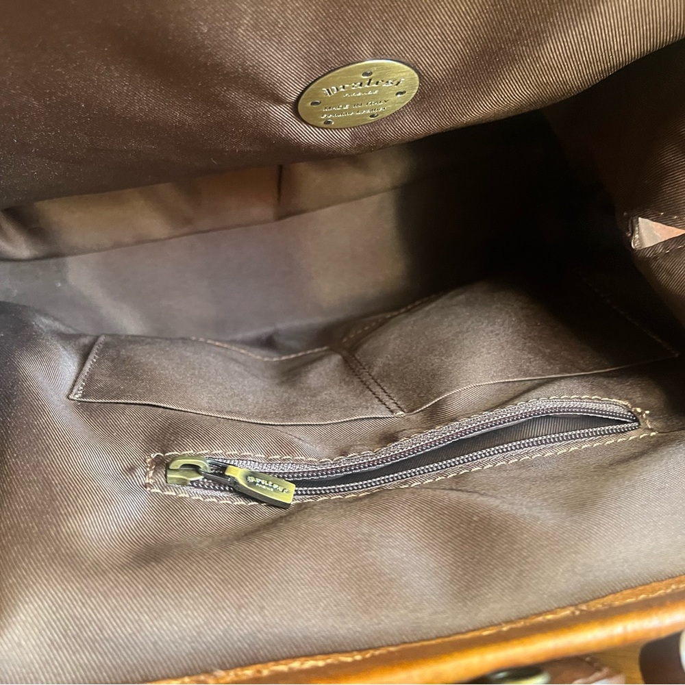 NWOT Pratesi Firenze Brown Italian Leather Bag - Picture 7 of 9